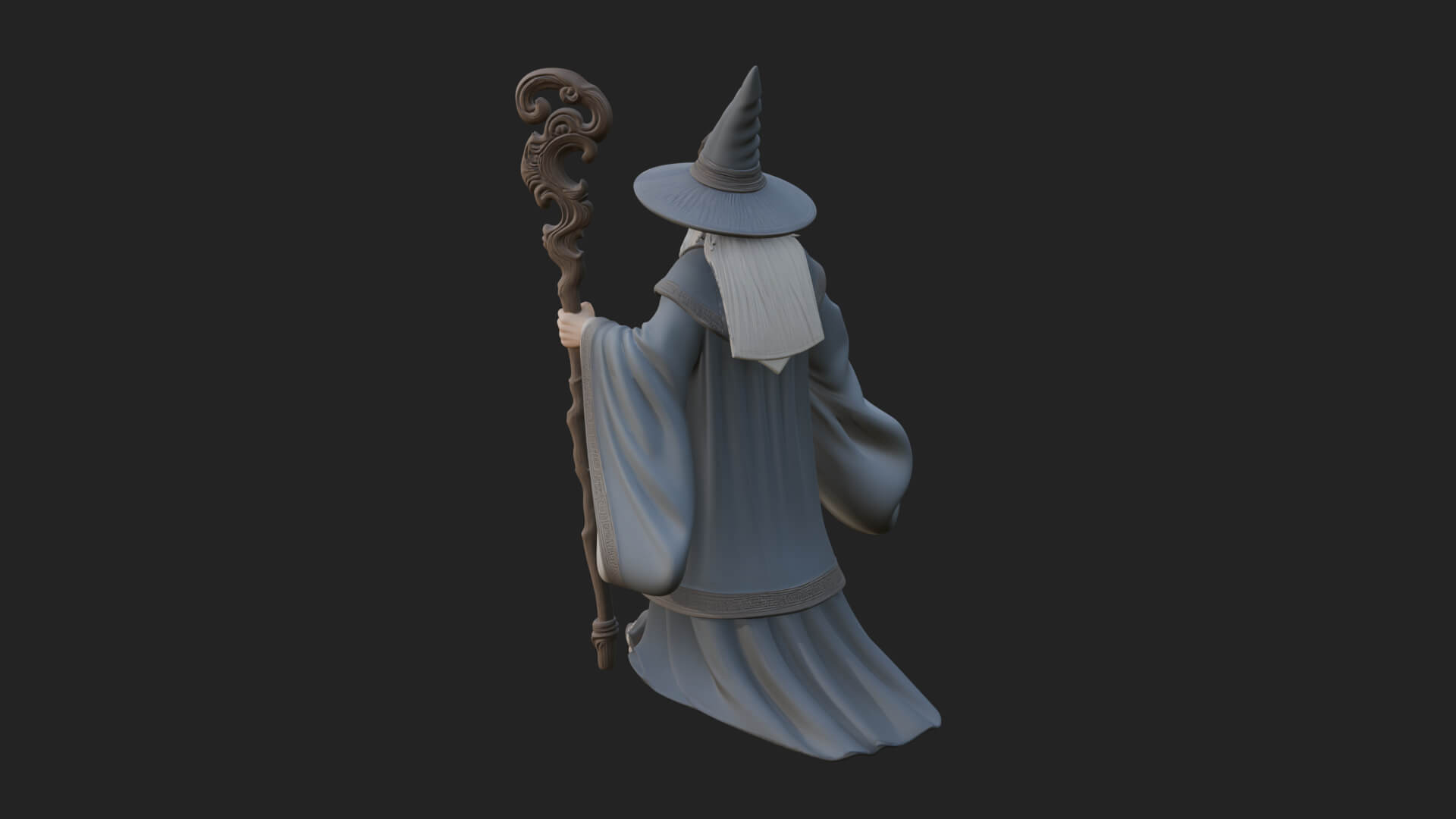 Hooded Wizard With Staff Statue Design 31 3D Print Model 3D Model