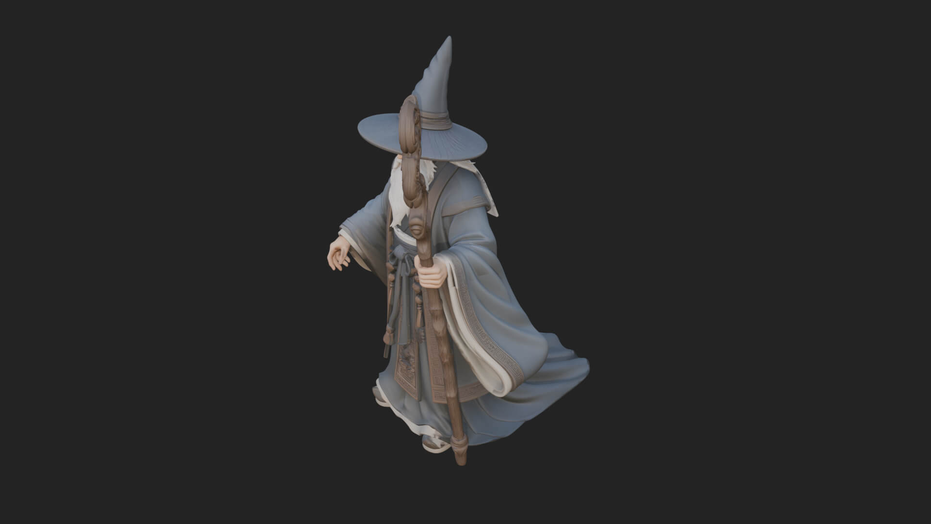 Hooded Wizard With Staff Statue Design 31 3D Print Model 3D Model