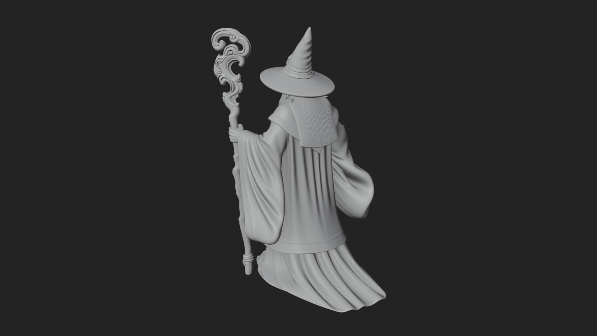 Hooded Wizard With Staff Statue Design 31 3D Print Model 3D Model