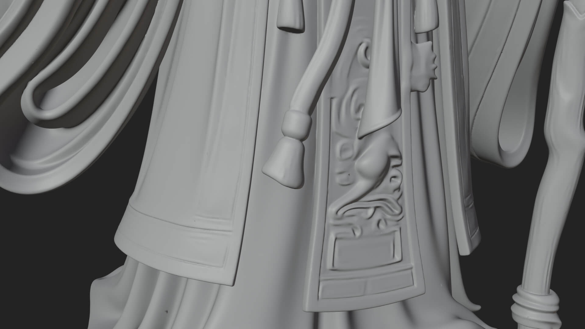 Hooded Wizard With Staff Statue Design 31 3D Print Model 3D Model