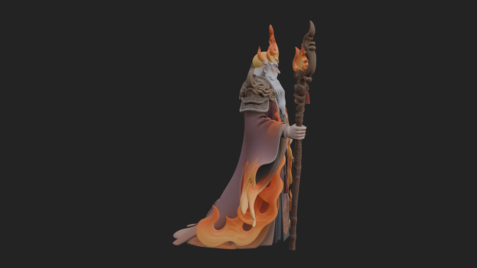 Hooded Wizard with Staff Statue Design 32 3D Print Model 3D Model