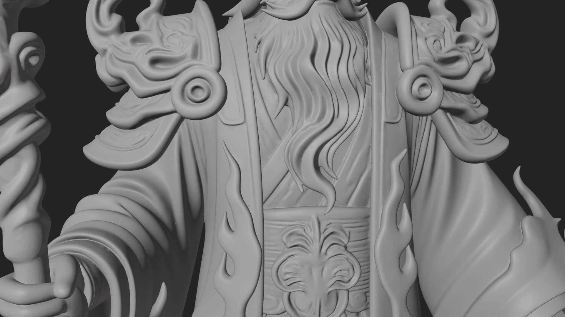 Hooded Wizard with Staff Statue Design 32 3D Print Model 3D Model