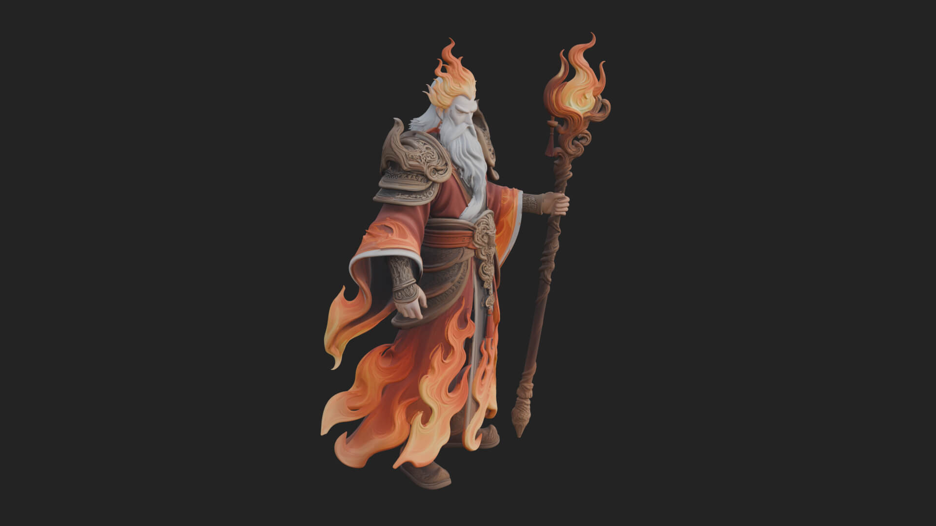Hooded Wizard with Staff Statue Design 33 3D Print Model 3D Model