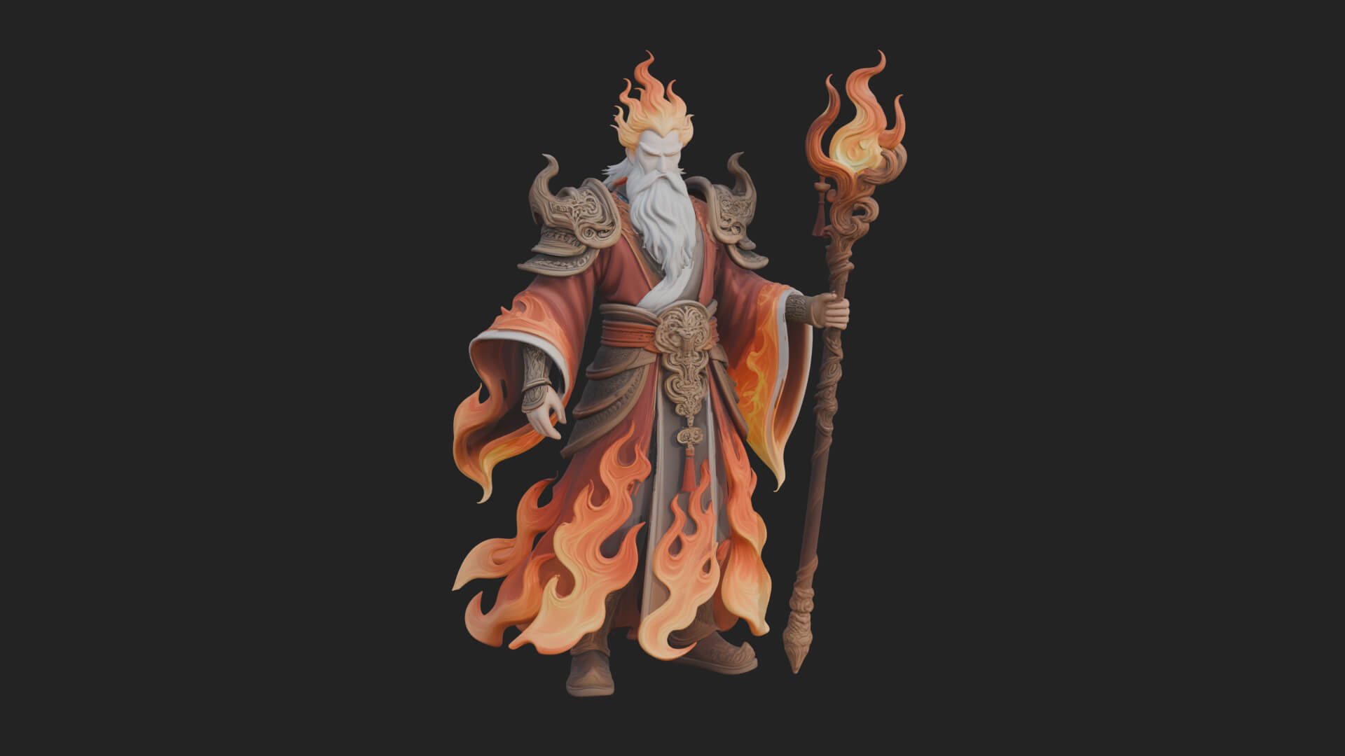Hooded Wizard with Staff Statue Design 33 3D Print Model 3D Model