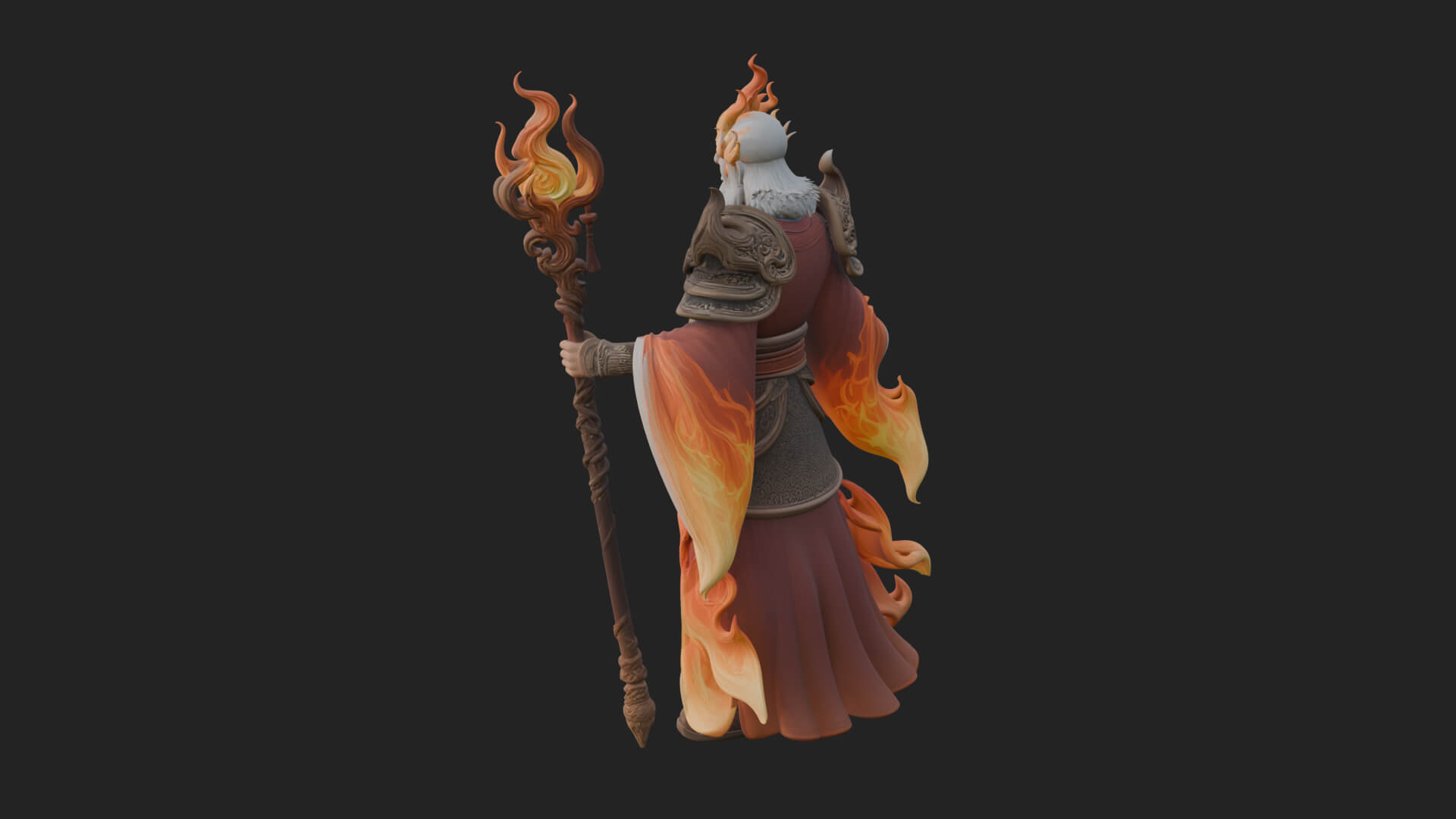 Hooded Wizard with Staff Statue Design 33 3D Print Model 3D Model