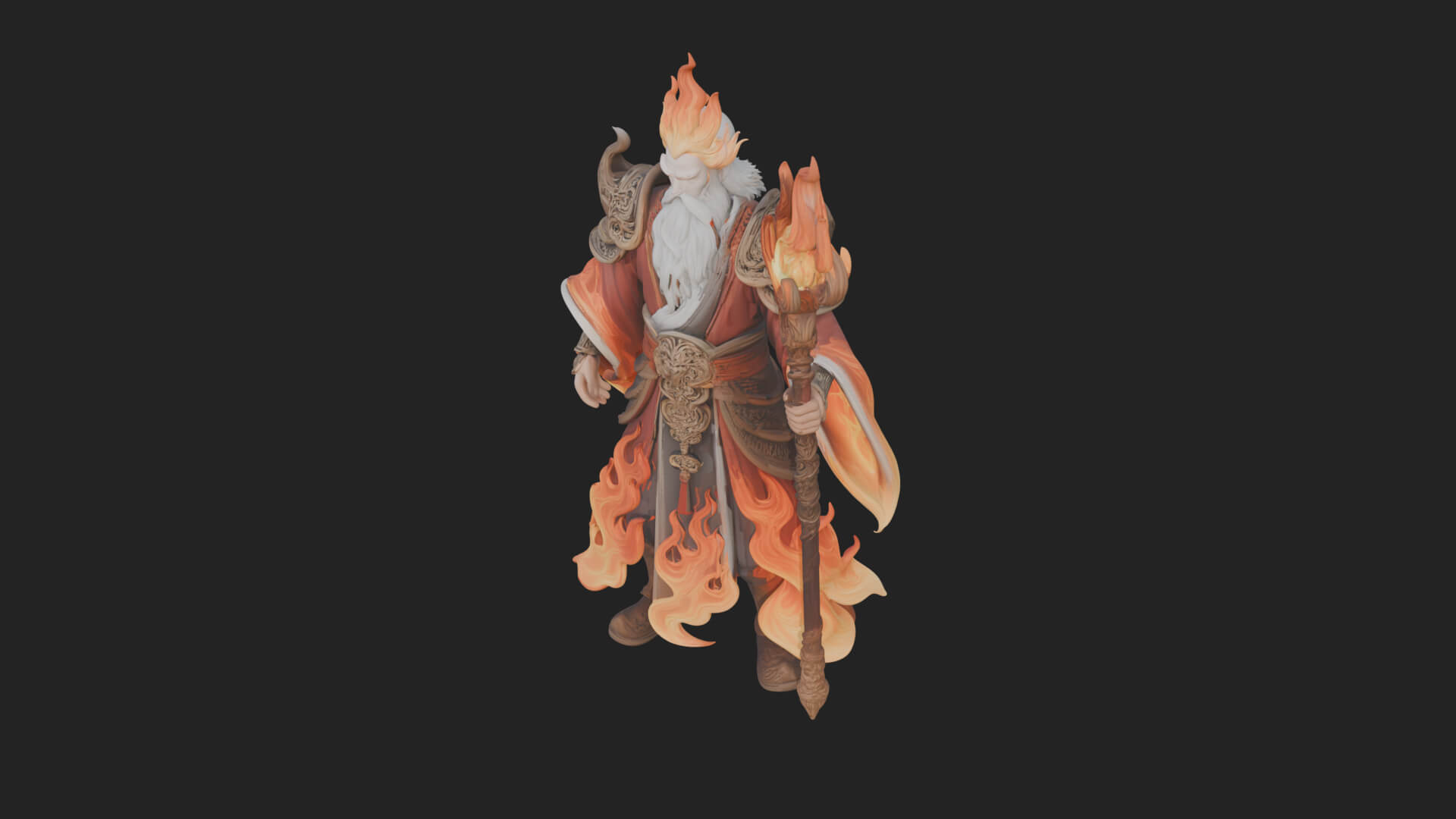 Hooded Wizard with Staff Statue Design 33 3D Print Model 3D Model