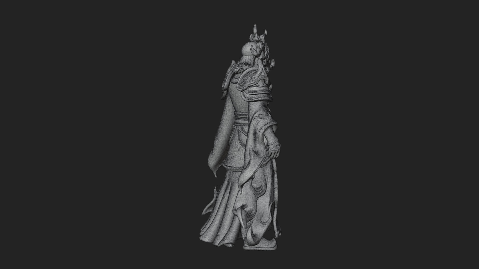 Hooded Wizard with Staff Statue Design 33 3D Print Model 3D Model