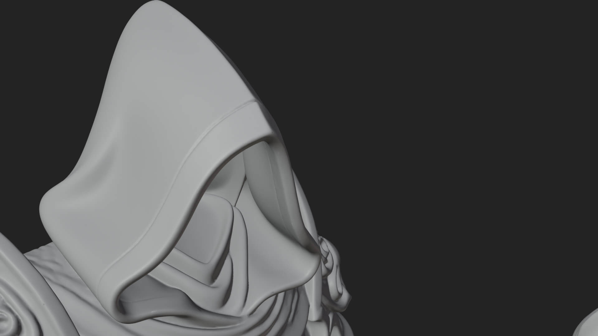Hooded Wizard with Staff Statue Design 34 3D Print Model 3D Model