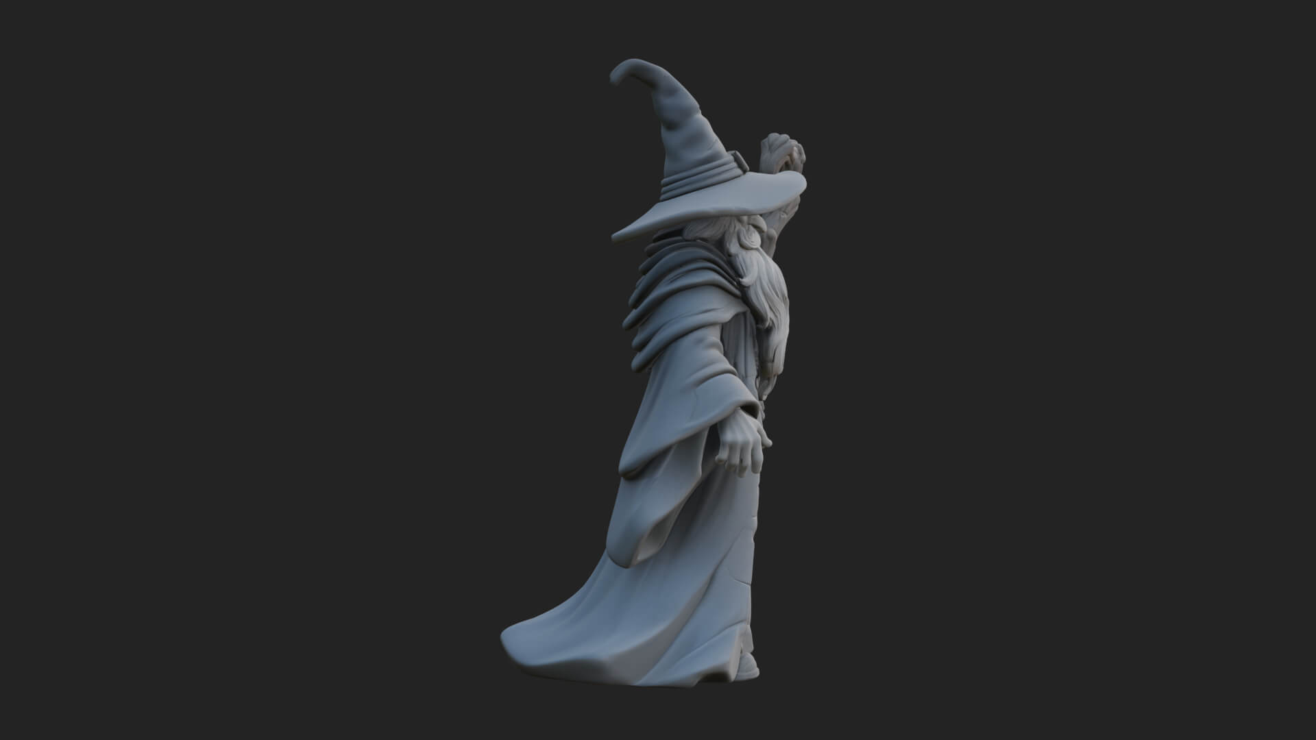 Hooded Wizard with Staff Statue Design 7 3D Print Model 3D Model