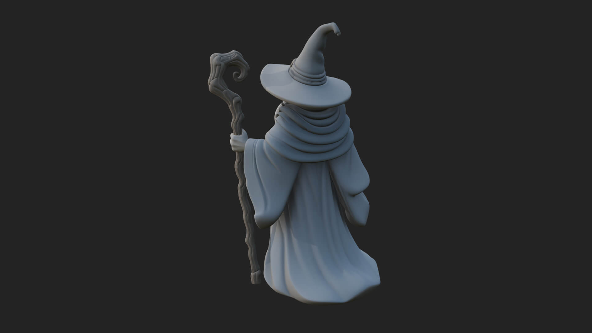 Hooded Wizard with Staff Statue Design 7 3D Print Model 3D Model