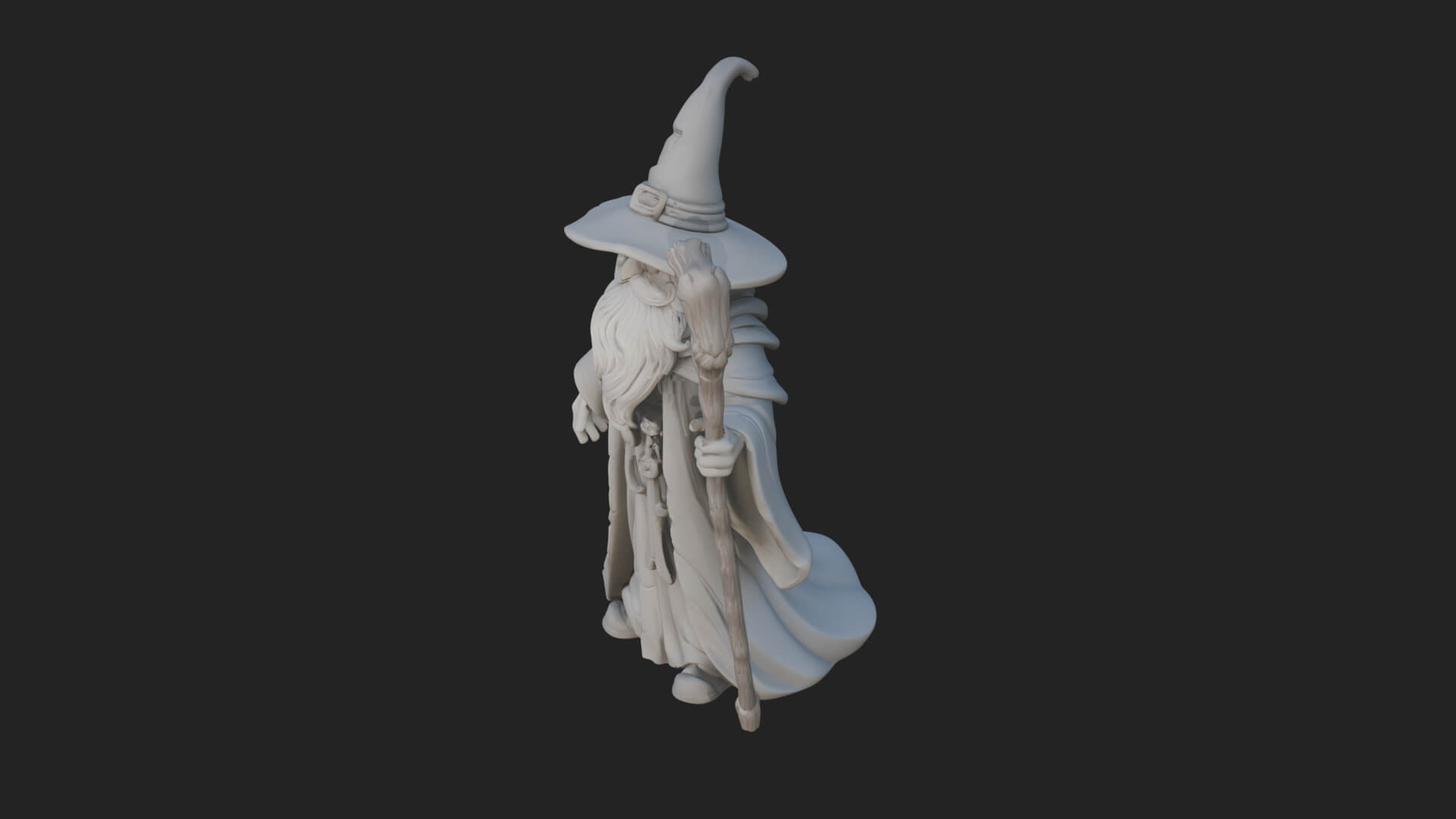 Hooded Wizard with Staff Statue Design 7 3D Print Model 3D Model