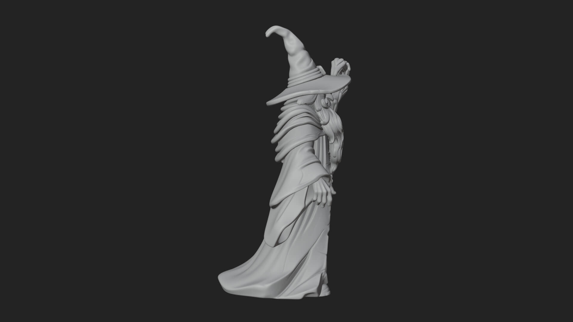 Hooded Wizard with Staff Statue Design 7 3D Print Model 3D Model