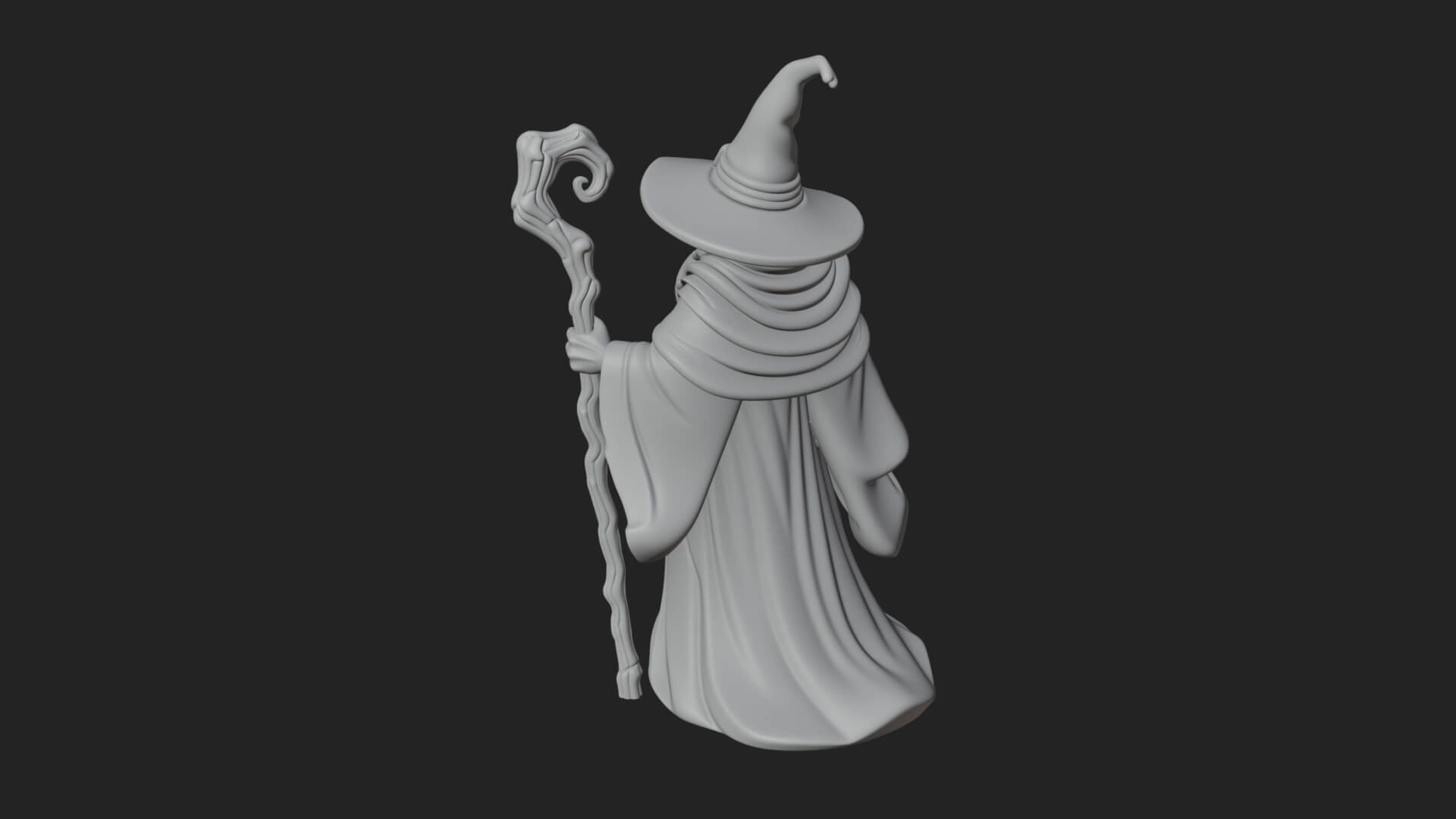 Hooded Wizard with Staff Statue Design 7 3D Print Model 3D Model