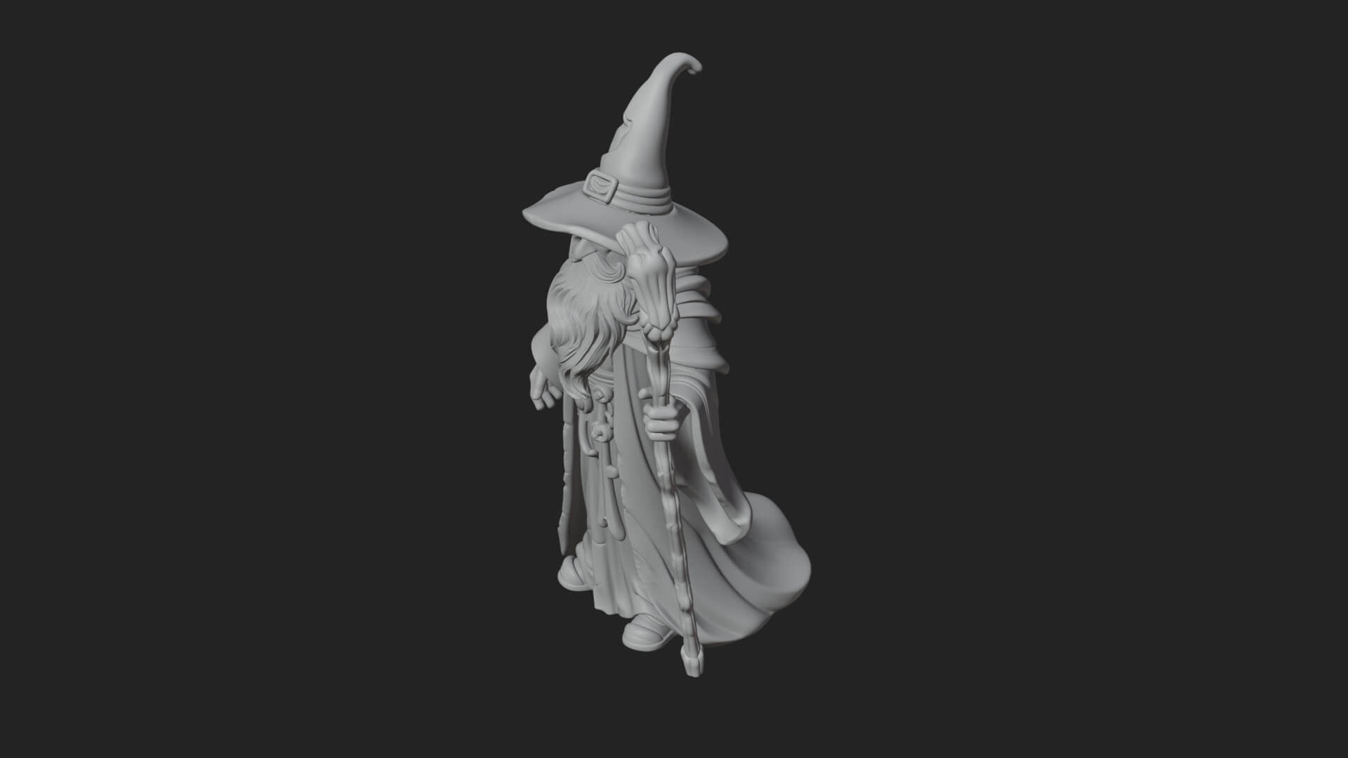 Hooded Wizard with Staff Statue Design 7 3D Print Model 3D Model