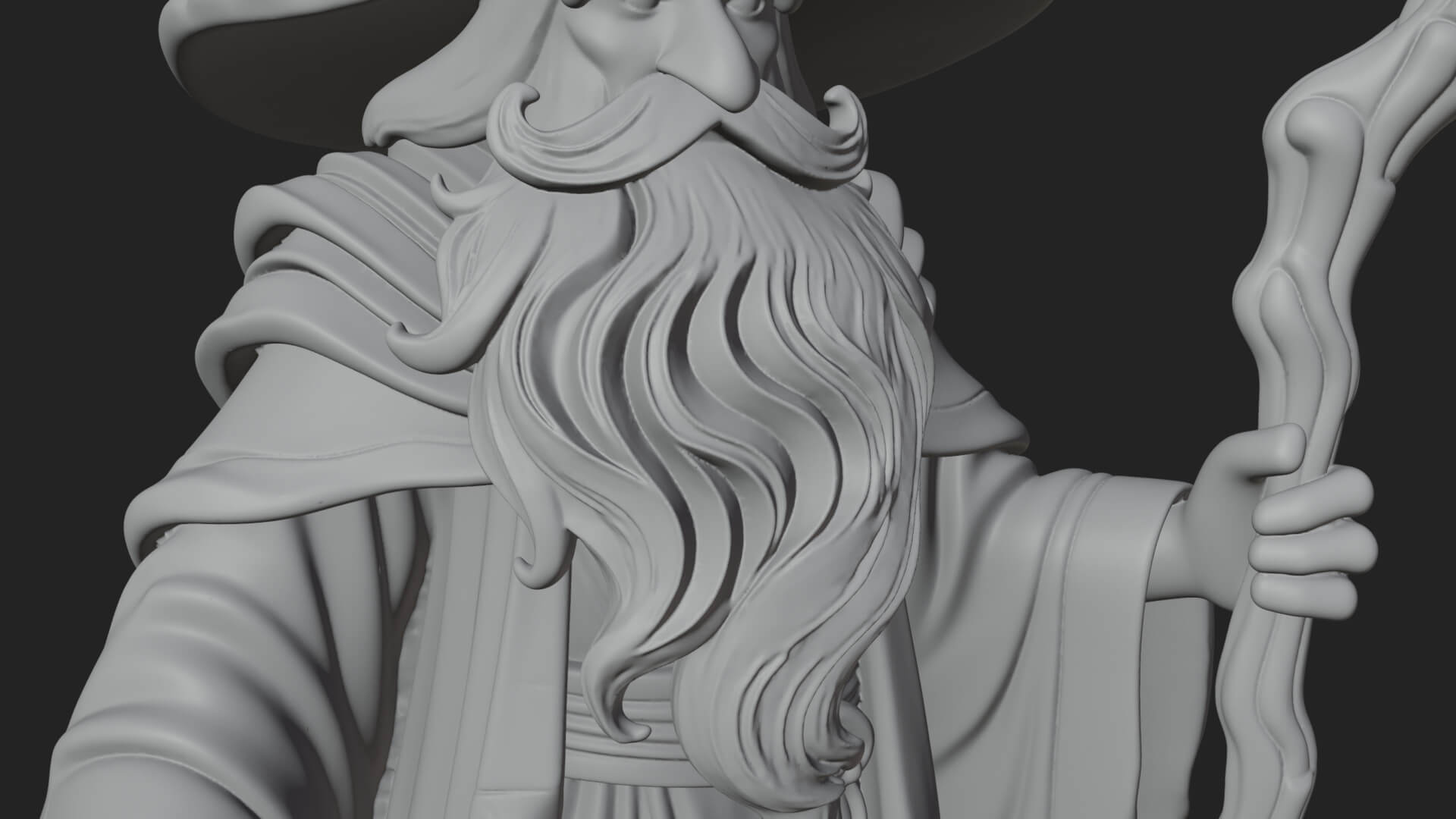 Hooded Wizard with Staff Statue Design 7 3D Print Model 3D Model