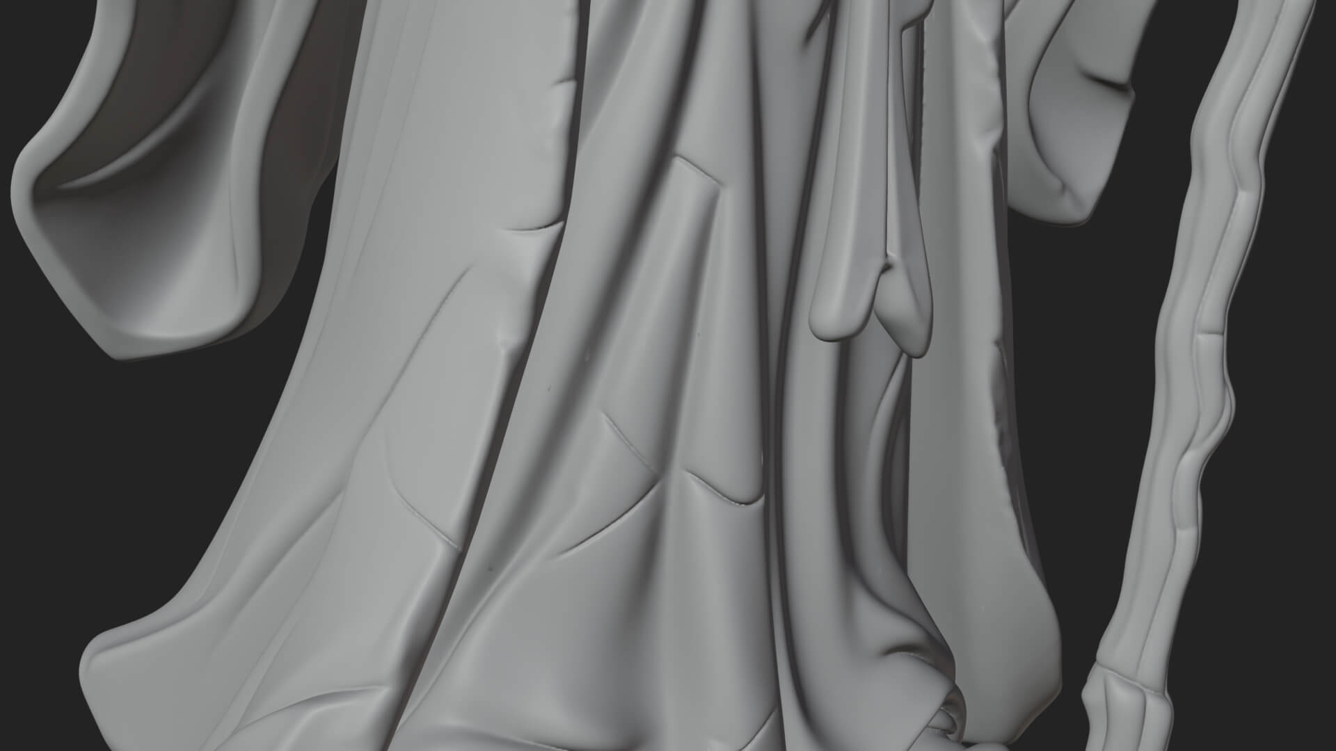 Hooded Wizard with Staff Statue Design 7 3D Print Model 3D Model