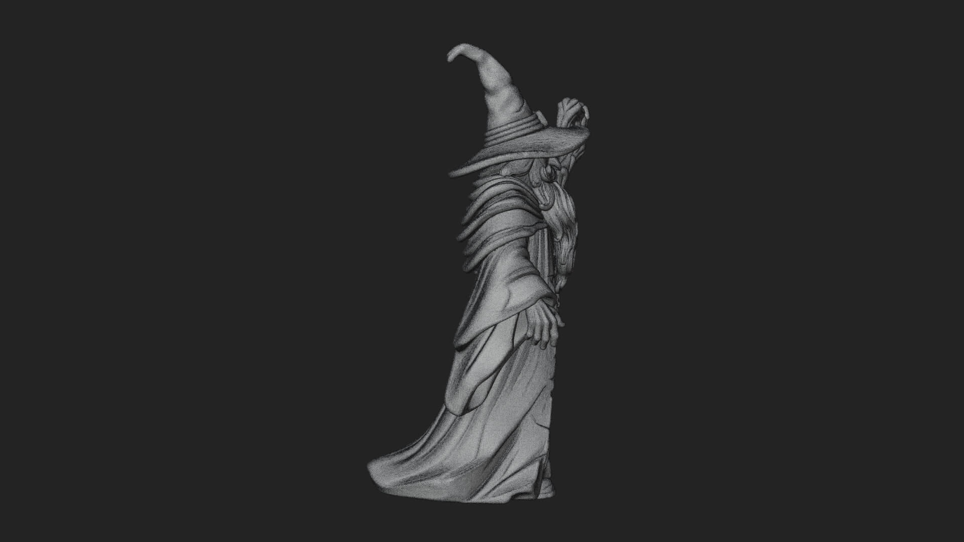 Hooded Wizard with Staff Statue Design 7 3D Print Model 3D Model