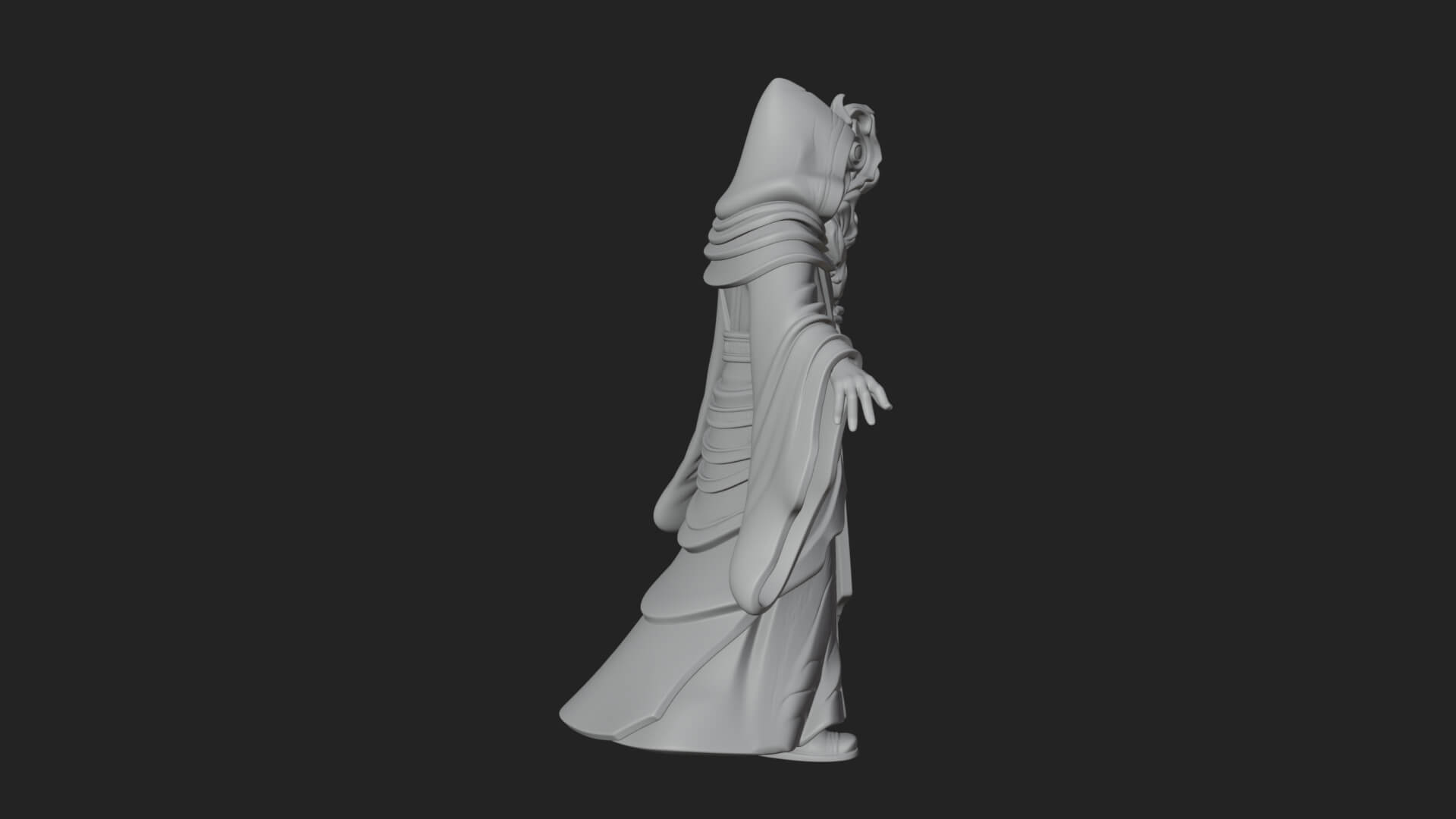 Hooded Wizard with Staff Statue Design 8 3D Print Model 3D Model