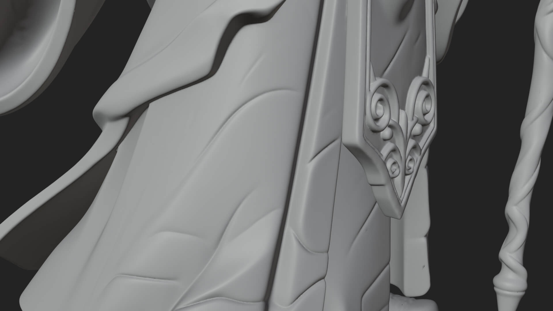 Hooded Wizard with Staff Statue Design 8 3D Print Model 3D Model