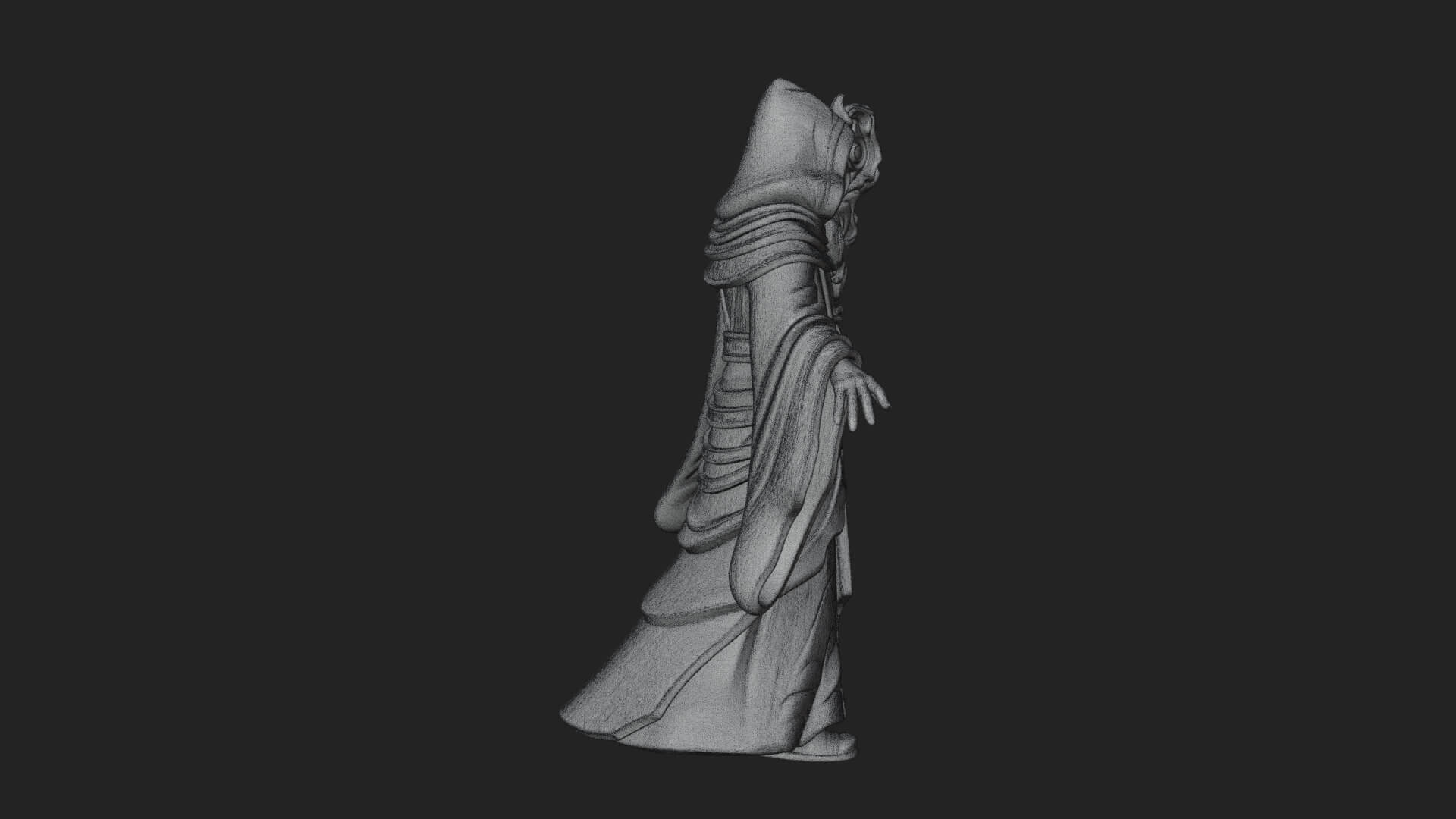 Hooded Wizard with Staff Statue Design 8 3D Print Model 3D Model