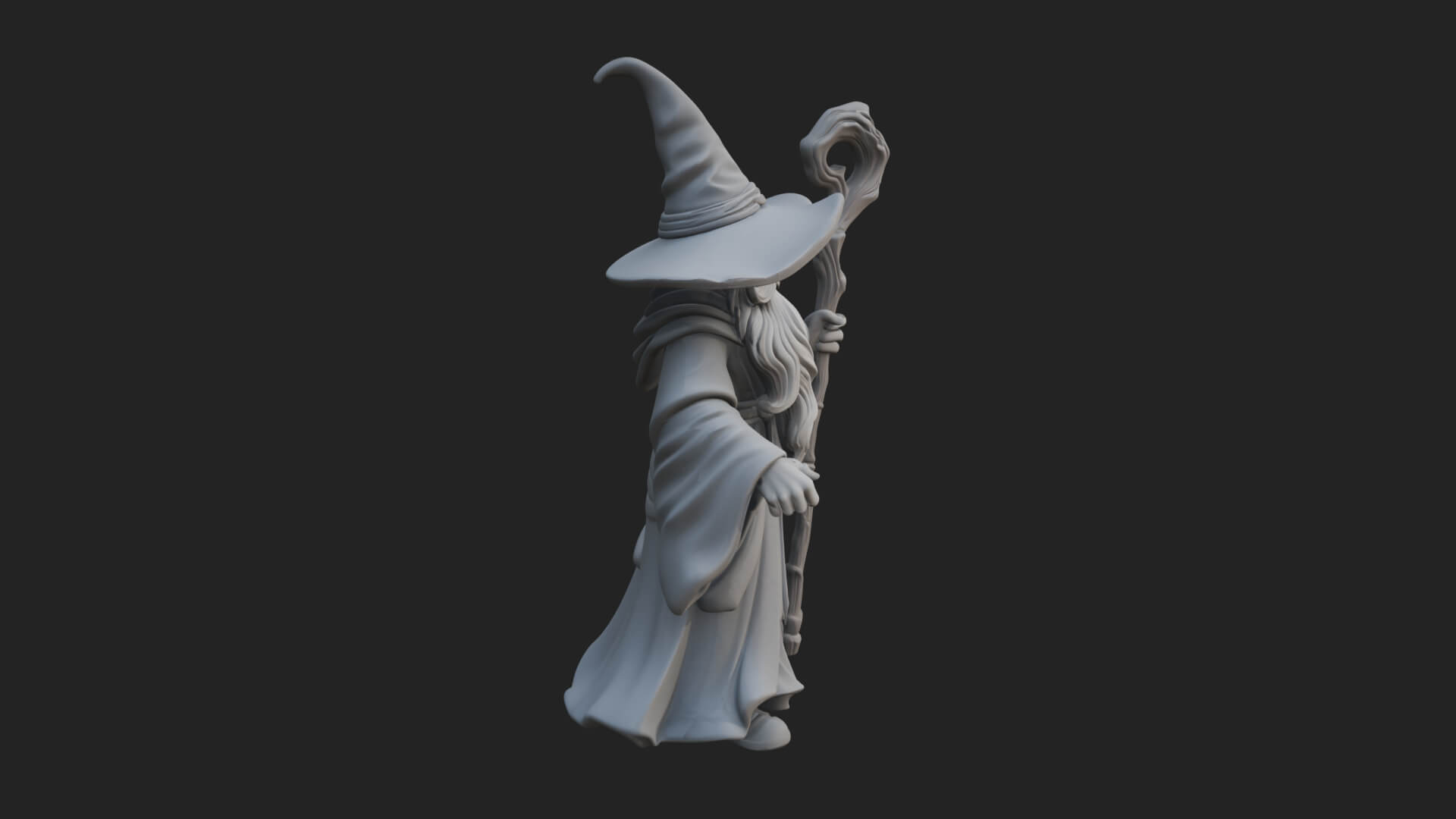 Hooded Wizard with Staff Statue Design 9 3D Print Model 3D Model