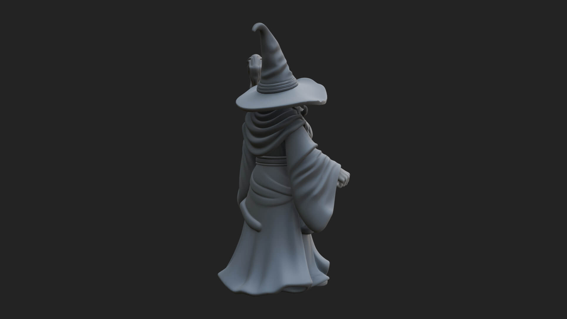 Hooded Wizard with Staff Statue Design 9 3D Print Model 3D Model