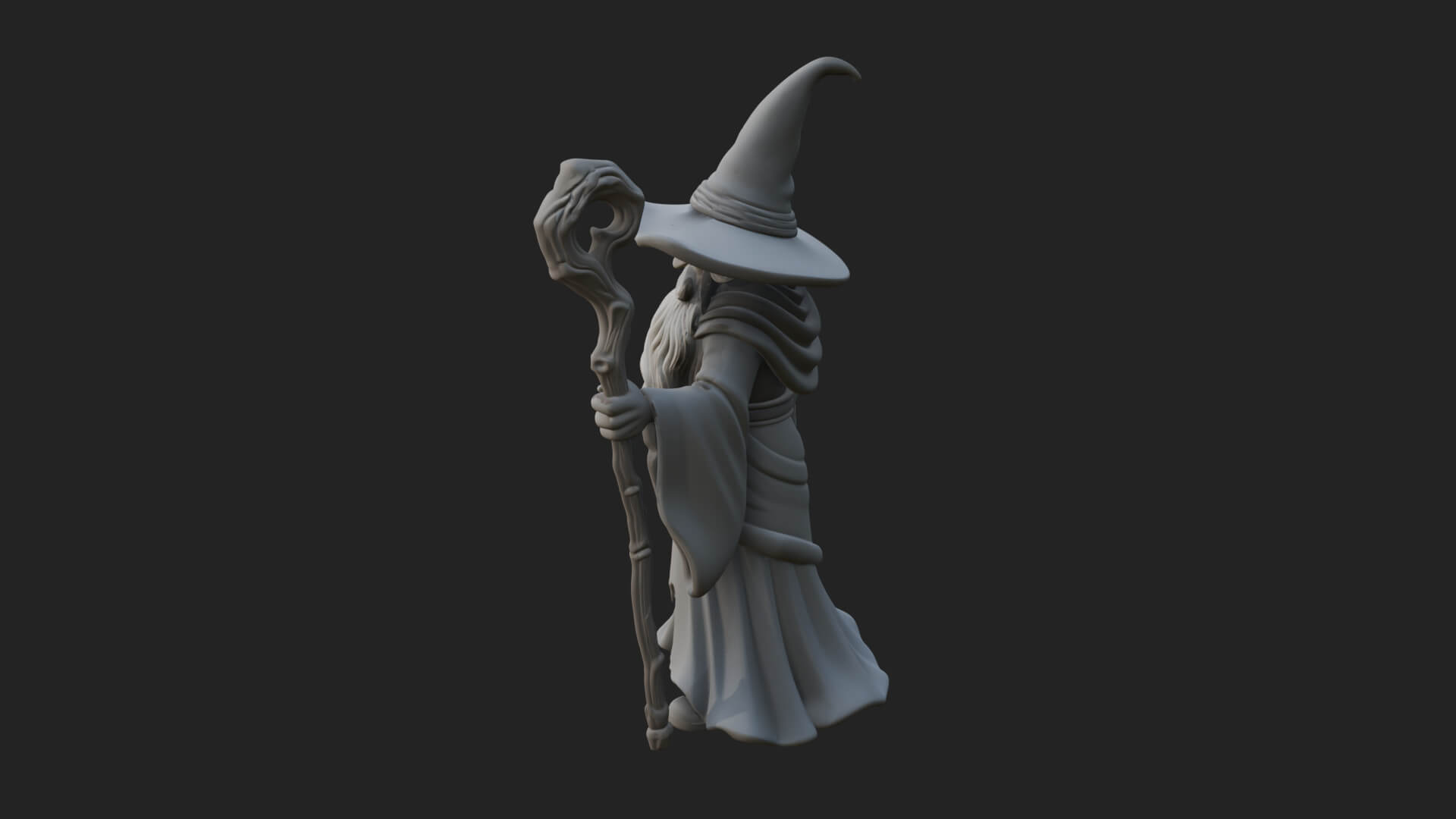Hooded Wizard with Staff Statue Design 9 3D Print Model 3D Model