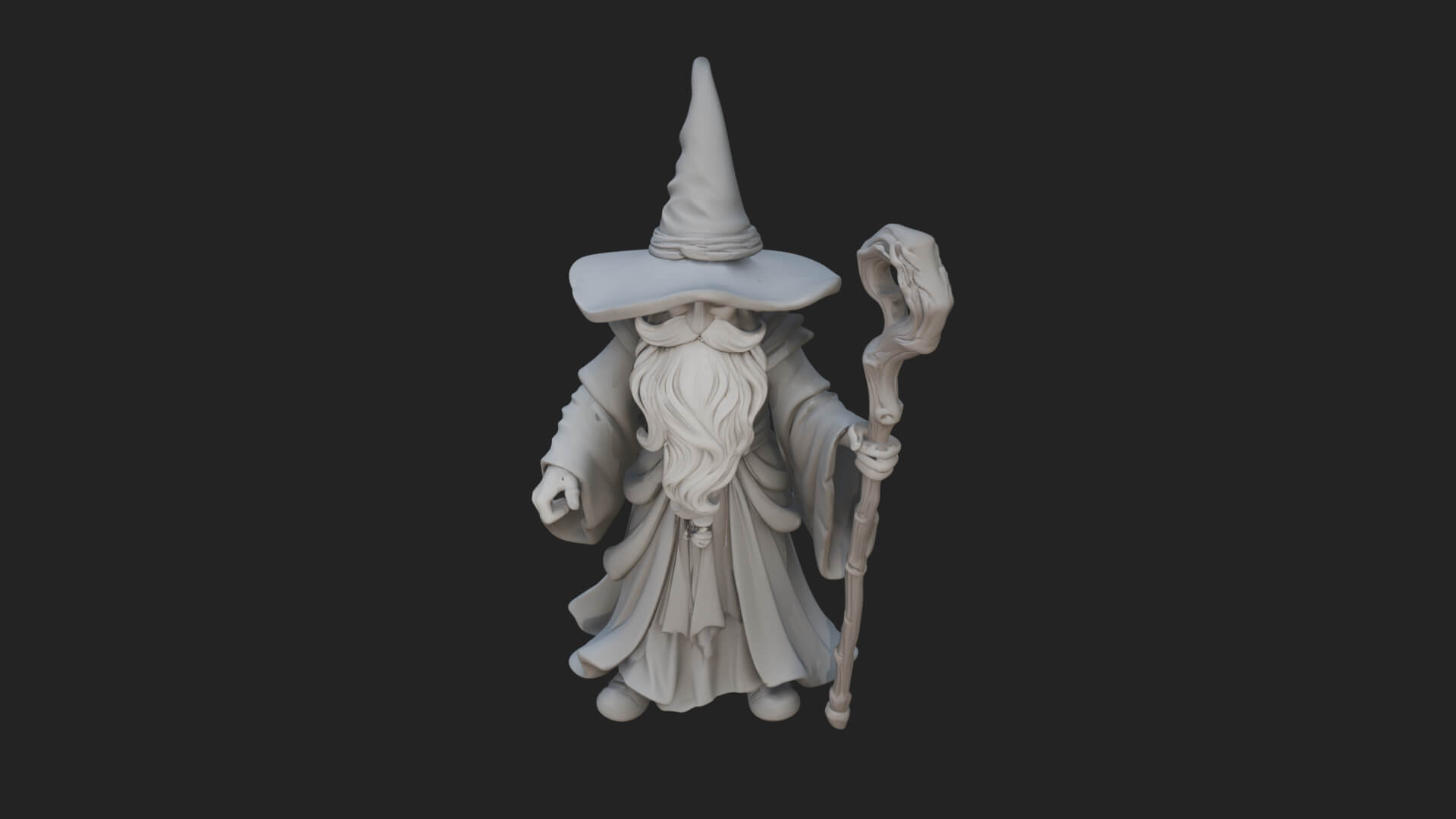 Hooded Wizard with Staff Statue Design 9 3D Print Model 3D Model