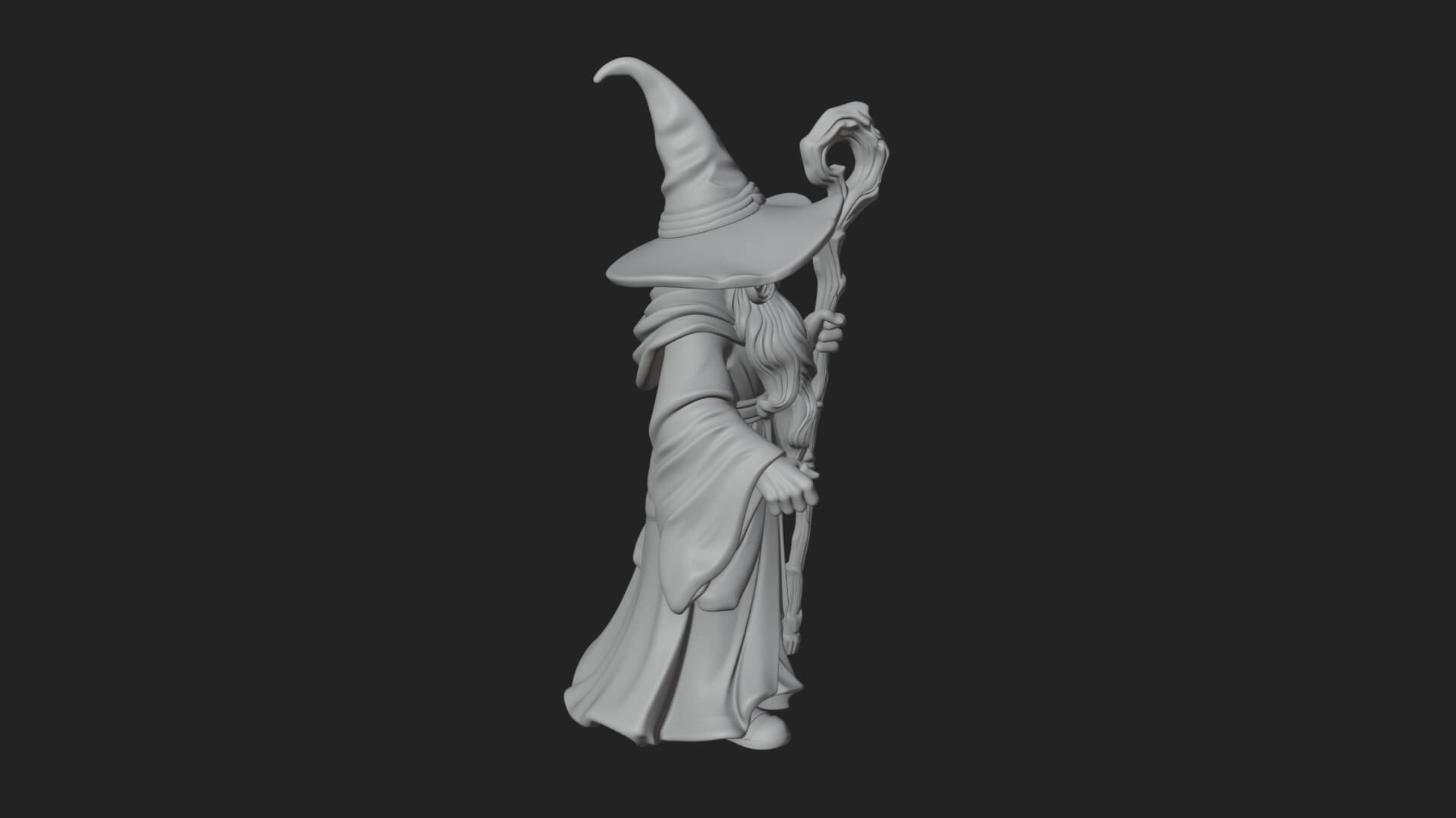 Hooded Wizard with Staff Statue Design 9 3D Print Model 3D Model