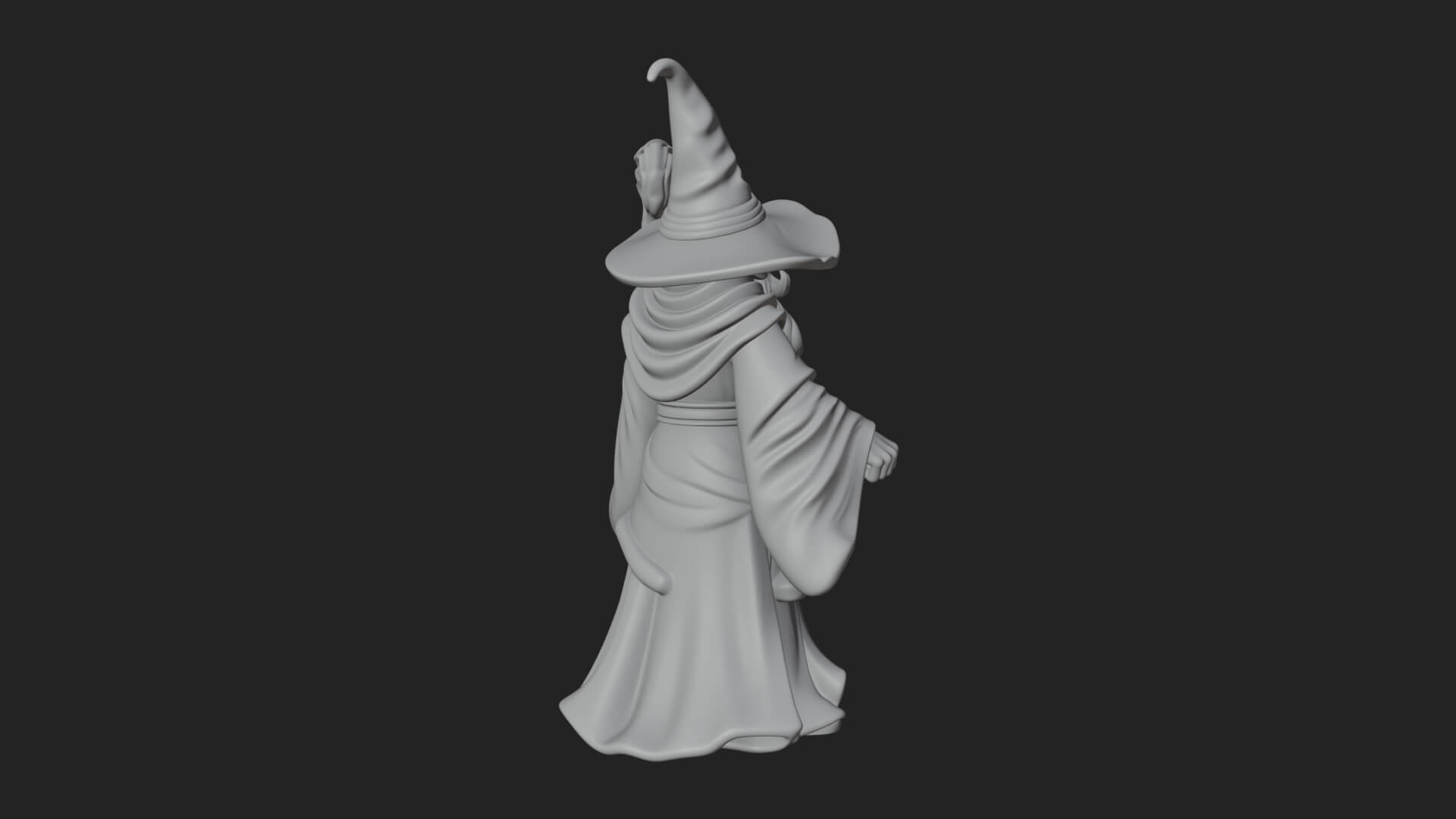 Hooded Wizard with Staff Statue Design 9 3D Print Model 3D Model