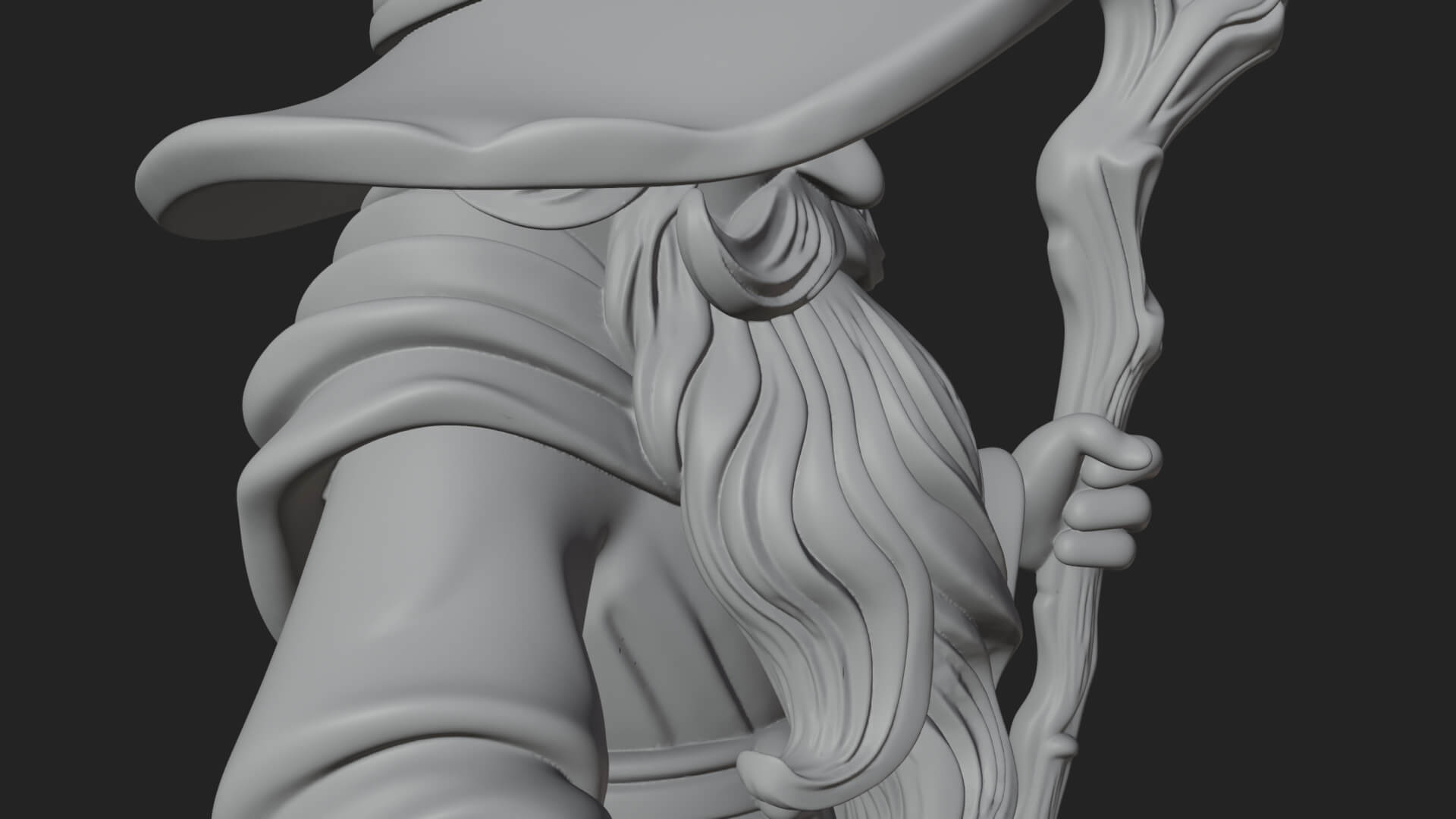 Hooded Wizard with Staff Statue Design 9 3D Print Model 3D Model