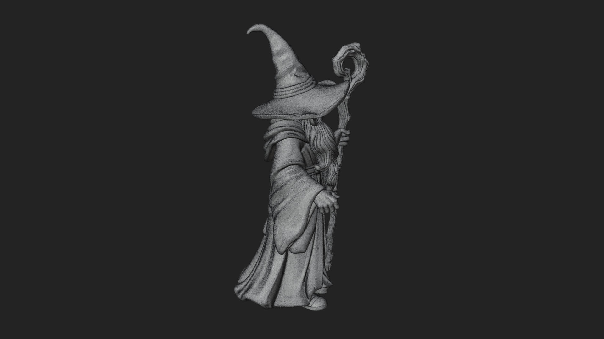 Hooded Wizard with Staff Statue Design 9 3D Print Model 3D Model