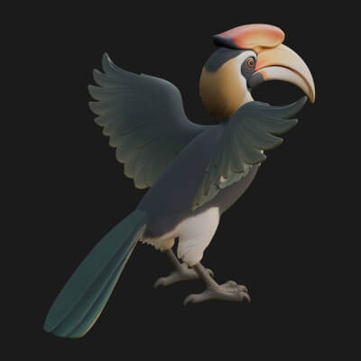 Hornbill Bird Statue Design 1 3D Print Model