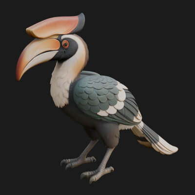 Hornbill Bird Statue Design 2 3D Print Model