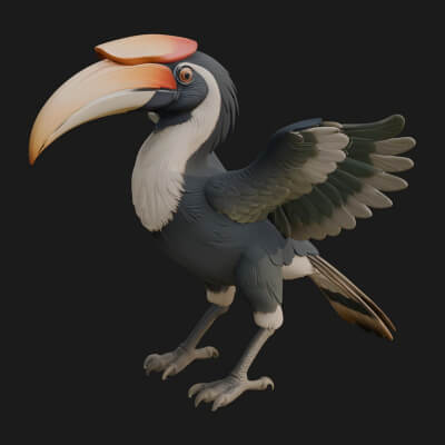 Hornbill Bird Statue Design 3 3D Print Model