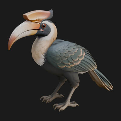 Hornbill Bird Statue Design 4 3D Print Model