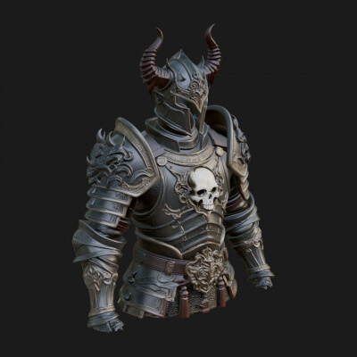 Horned Armor Display Bust Statue Design 1 3D Print Model