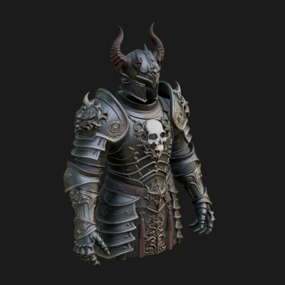 Horned Armor Display Bust Statue Design 2 3D Print Model