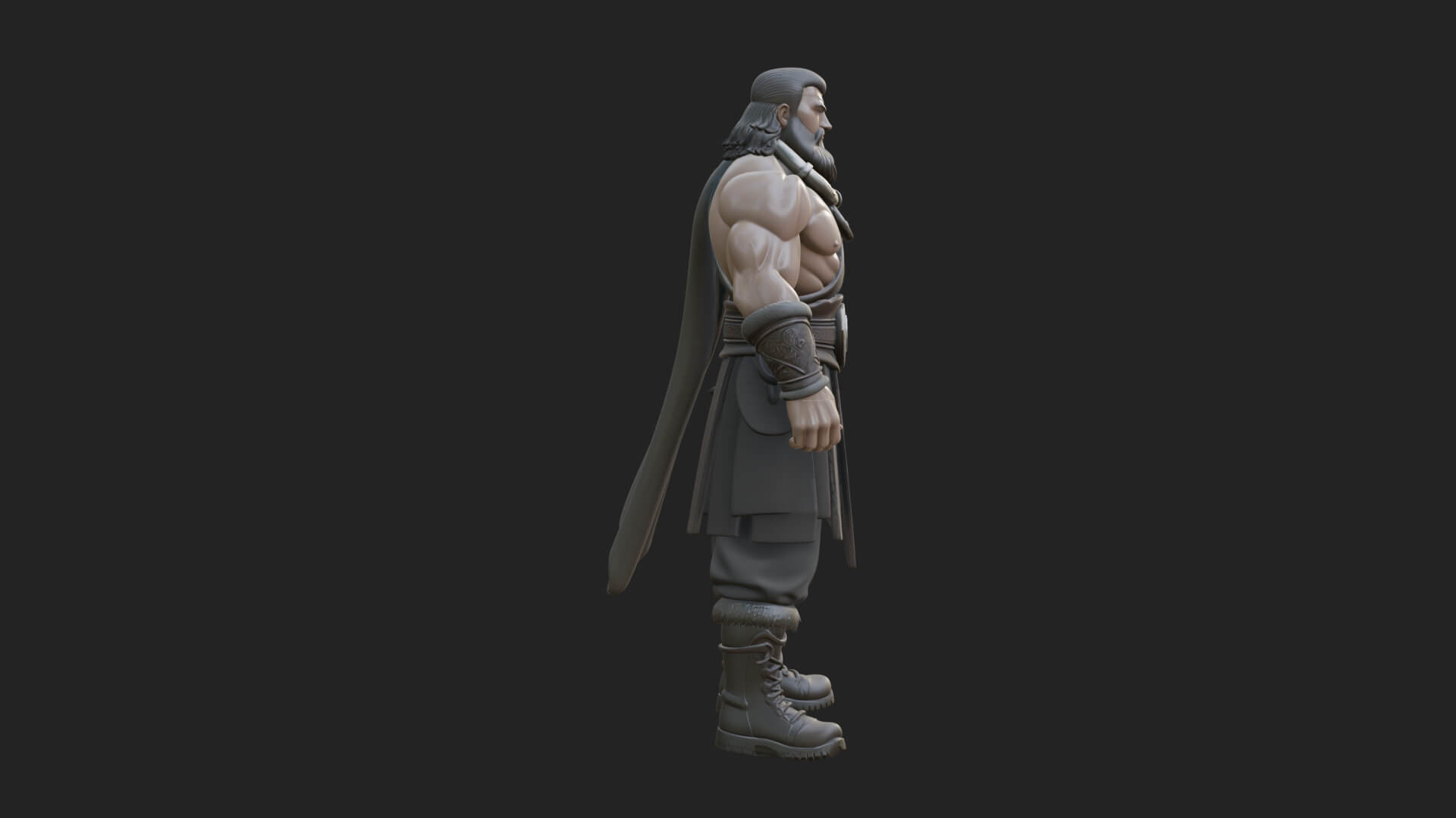 Horned Barbarian Chieftain Statue Design 4 3D Print Model 3D Model