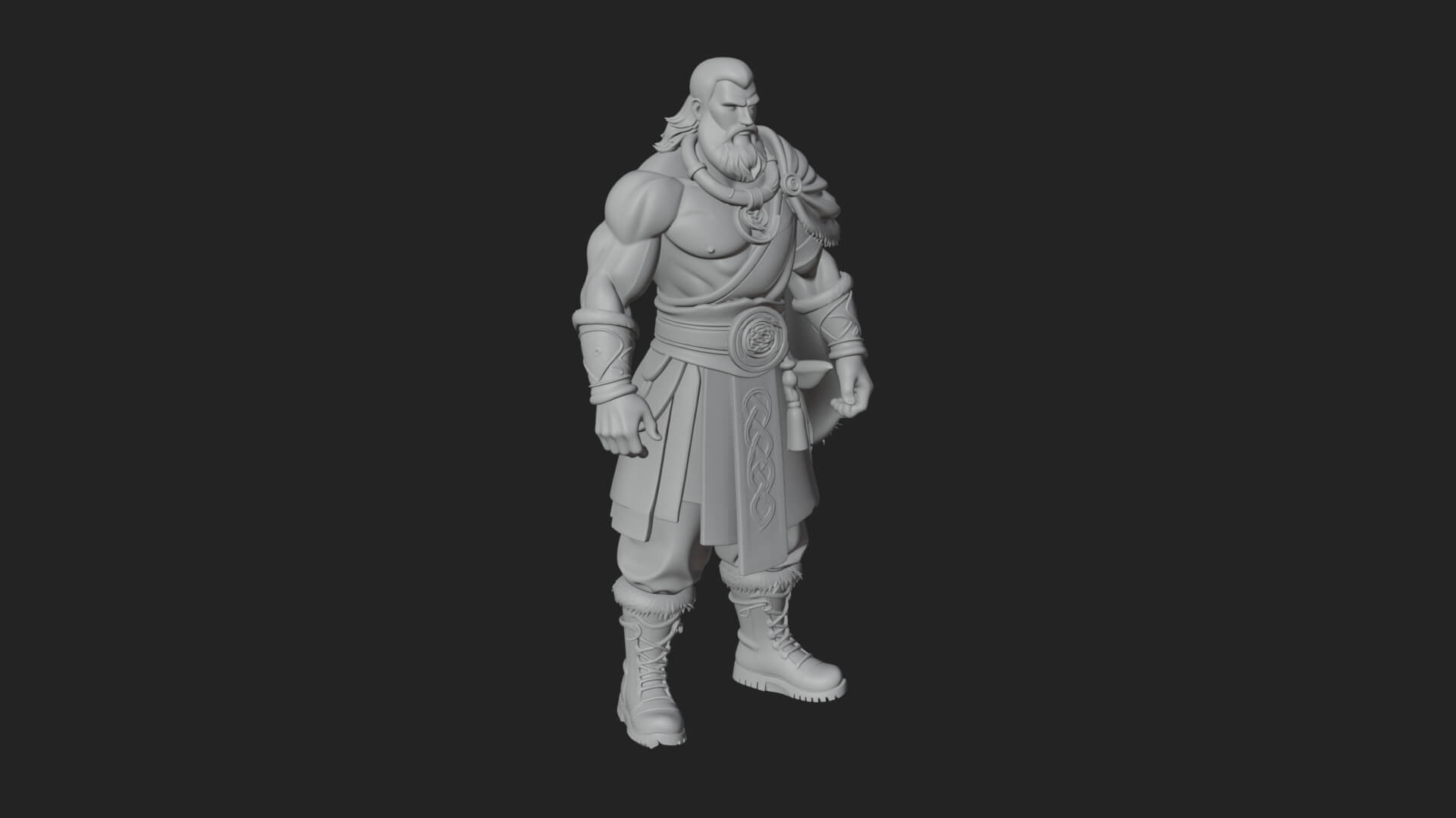 Horned Barbarian Chieftain Statue Design 4 3D Print Model 3D Model