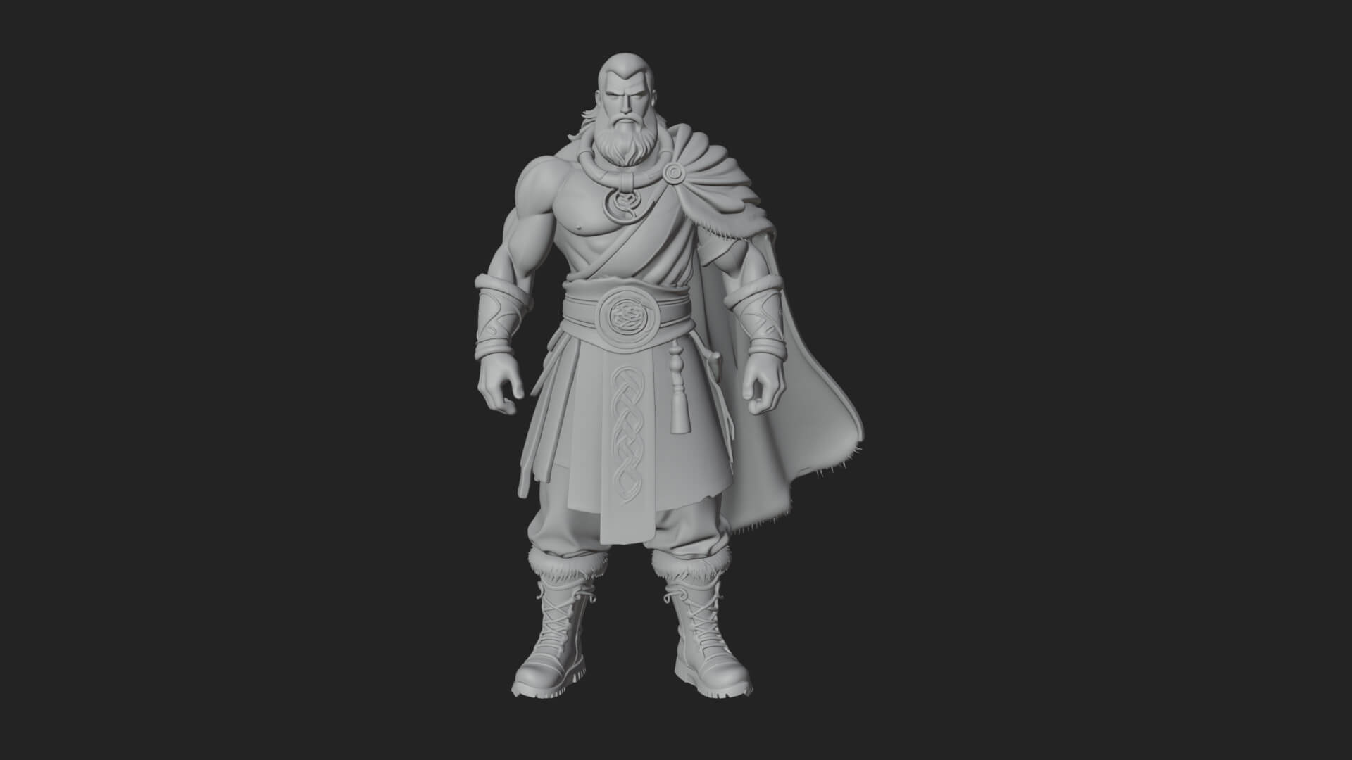 Horned Barbarian Chieftain Statue Design 4 3D Print Model 3D Model