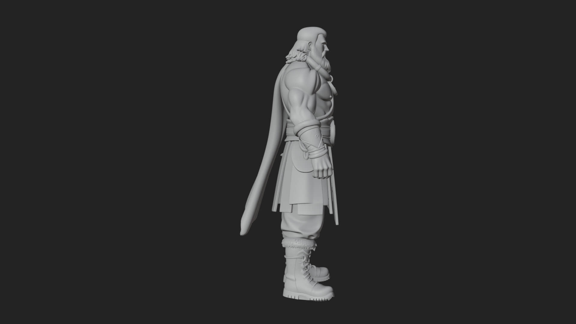 Horned Barbarian Chieftain Statue Design 4 3D Print Model 3D Model