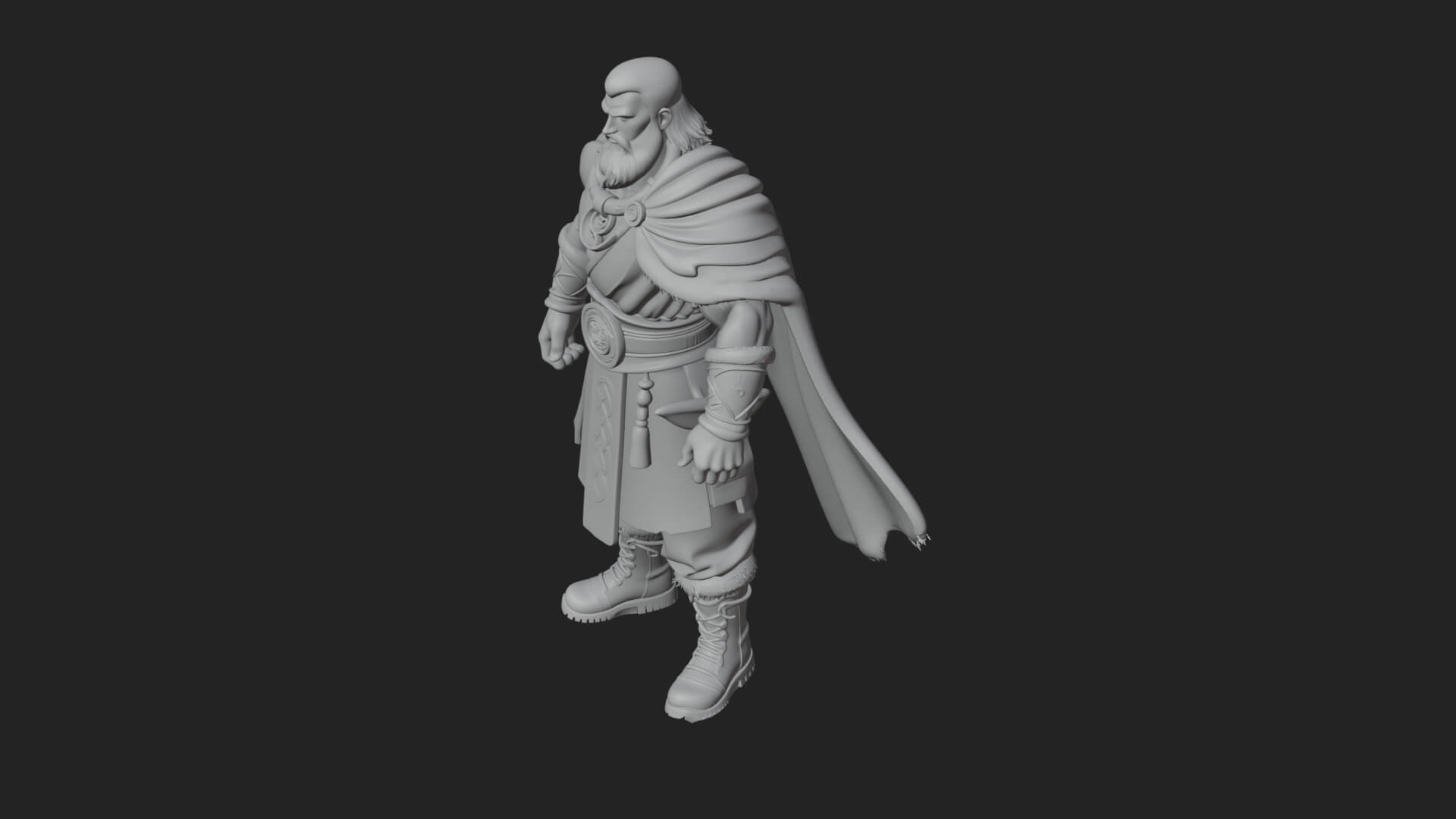 Horned Barbarian Chieftain Statue Design 4 3D Print Model 3D Model