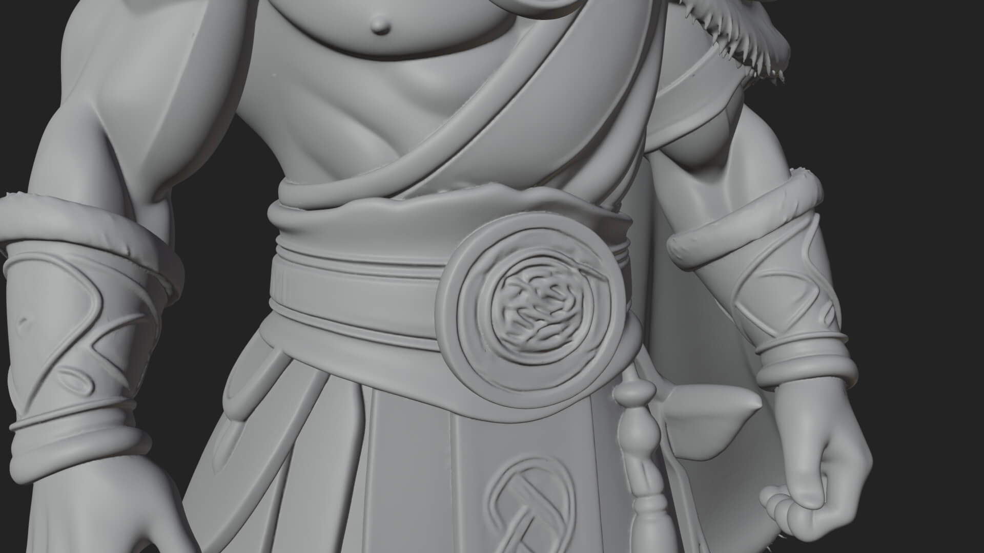 Horned Barbarian Chieftain Statue Design 4 3D Print Model 3D Model