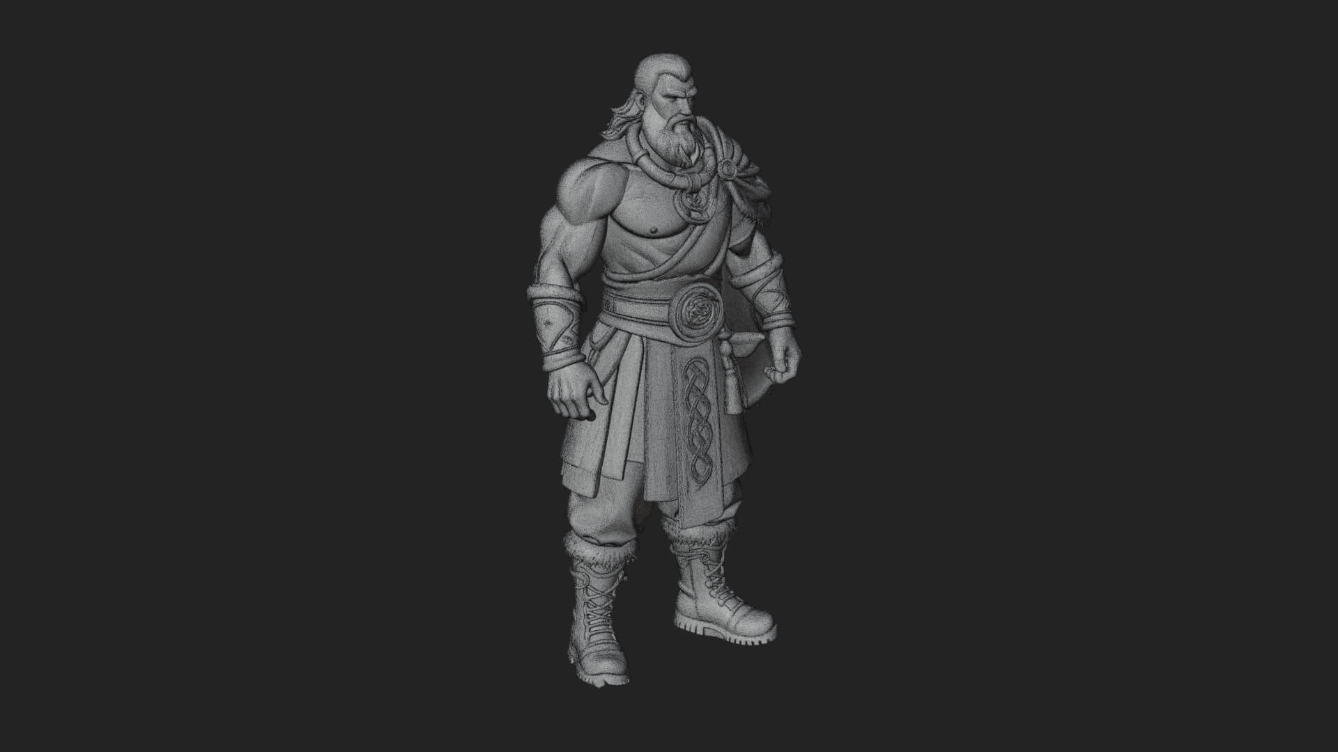 Horned Barbarian Chieftain Statue Design 4 3D Print Model 3D Model