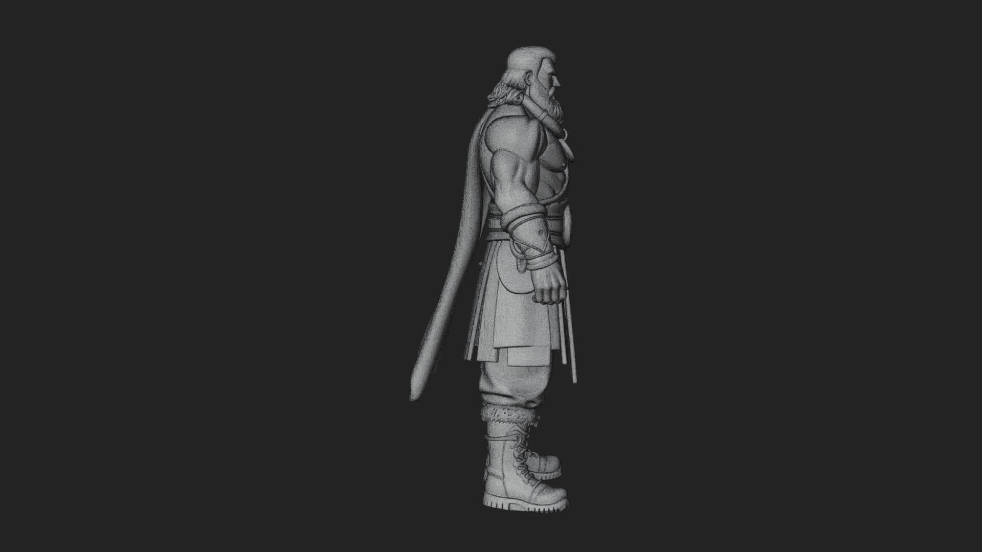 Horned Barbarian Chieftain Statue Design 4 3D Print Model 3D Model