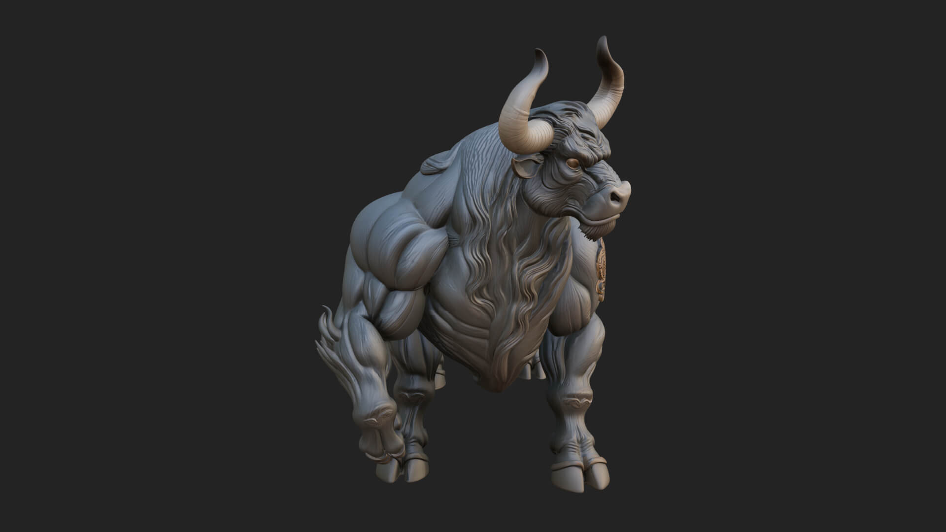 Horned Bull Animal Statue Design 1 3D Print Model 3D Model