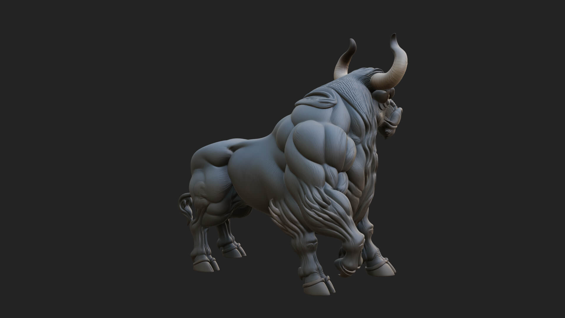 Horned Bull Animal Statue Design 1 3D Print Model 3D Model