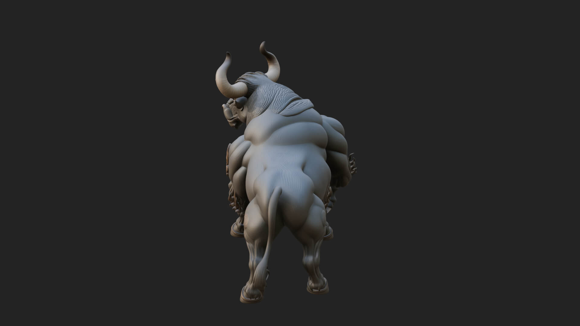 Horned Bull Animal Statue Design 1 3D Print Model 3D Model