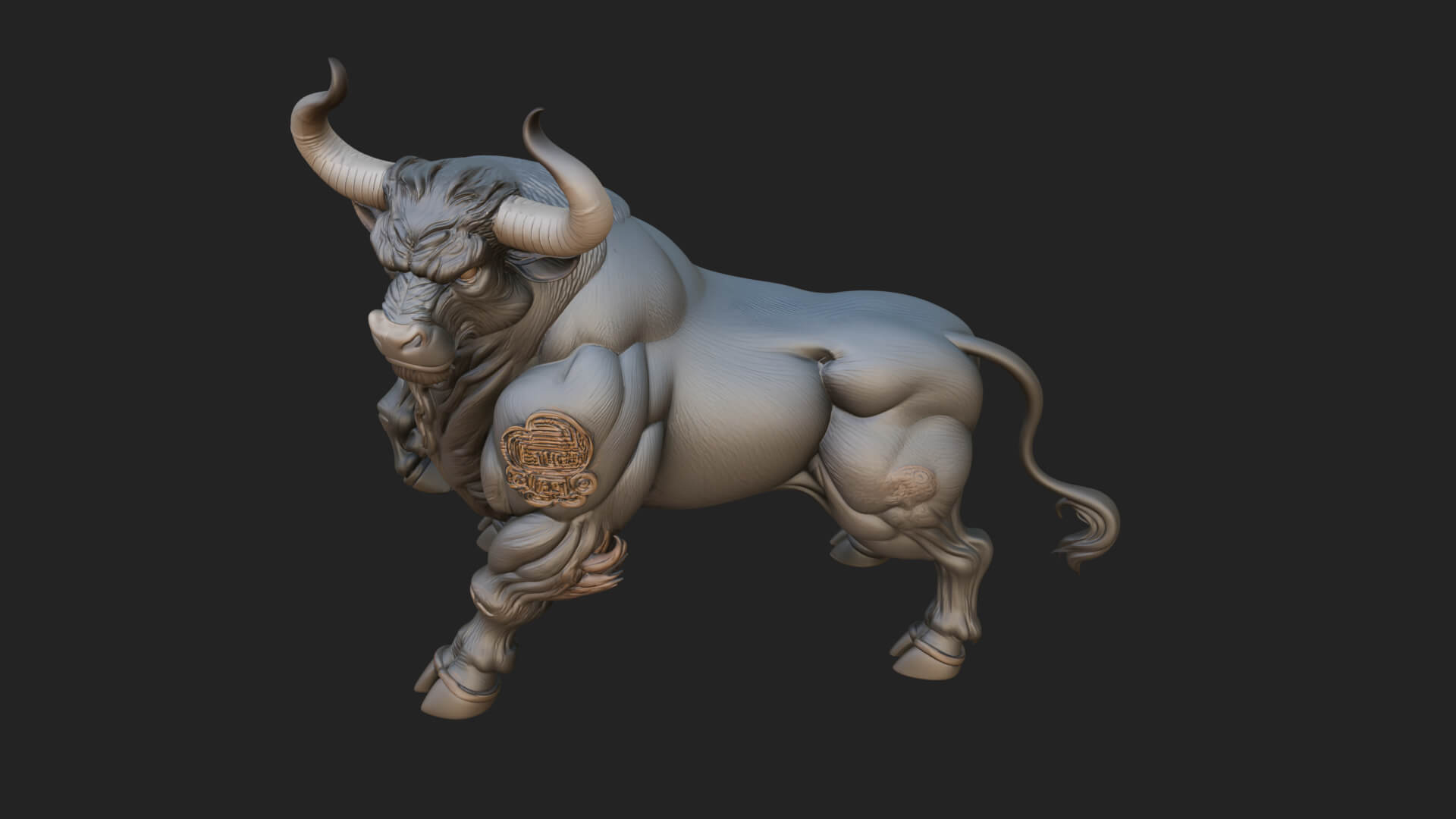 Horned Bull Animal Statue Design 1 3D Print Model 3D Model